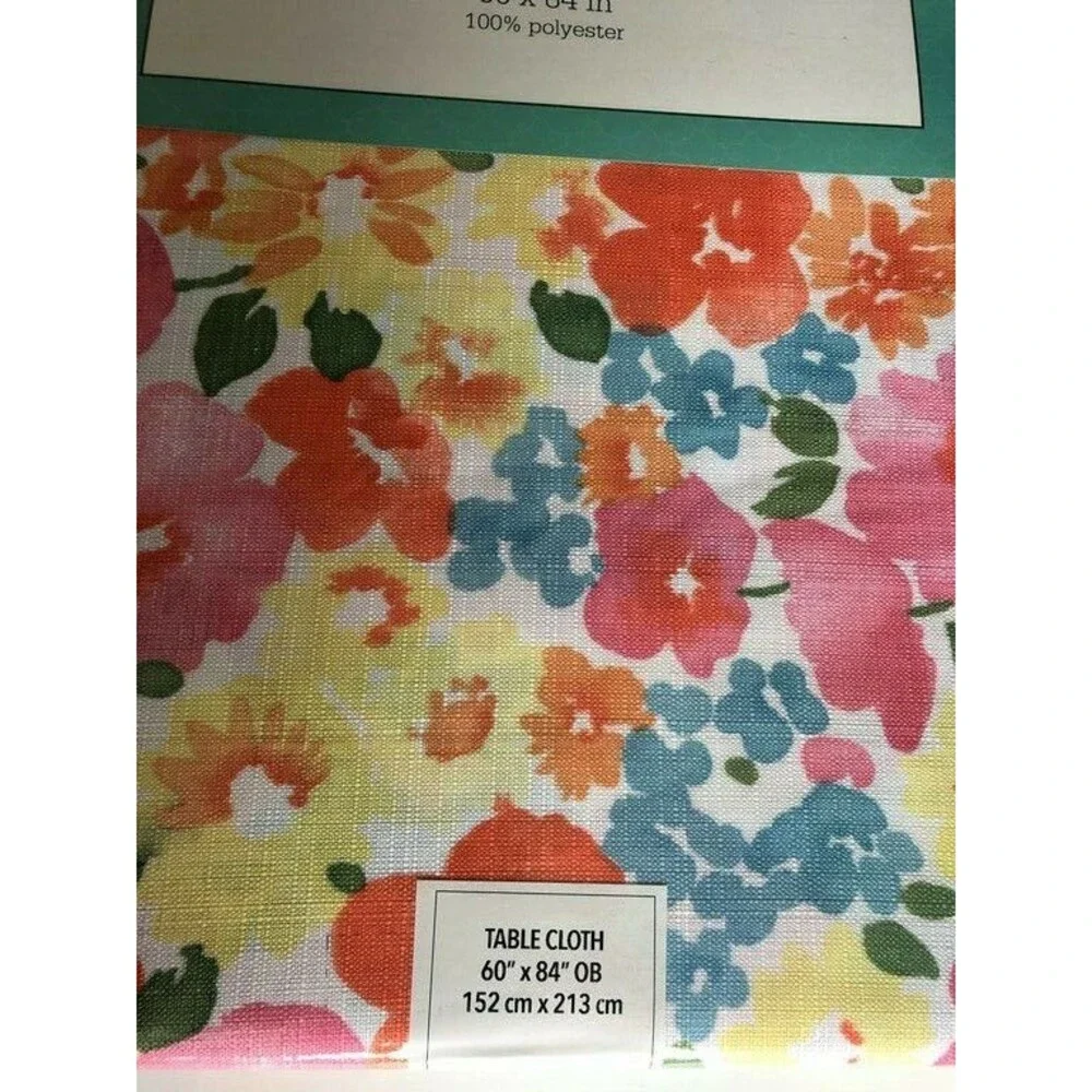 Waverly Fabric Tablecloth Shi Shi Spring Summer Floral 60x84 Oblong Easy Care